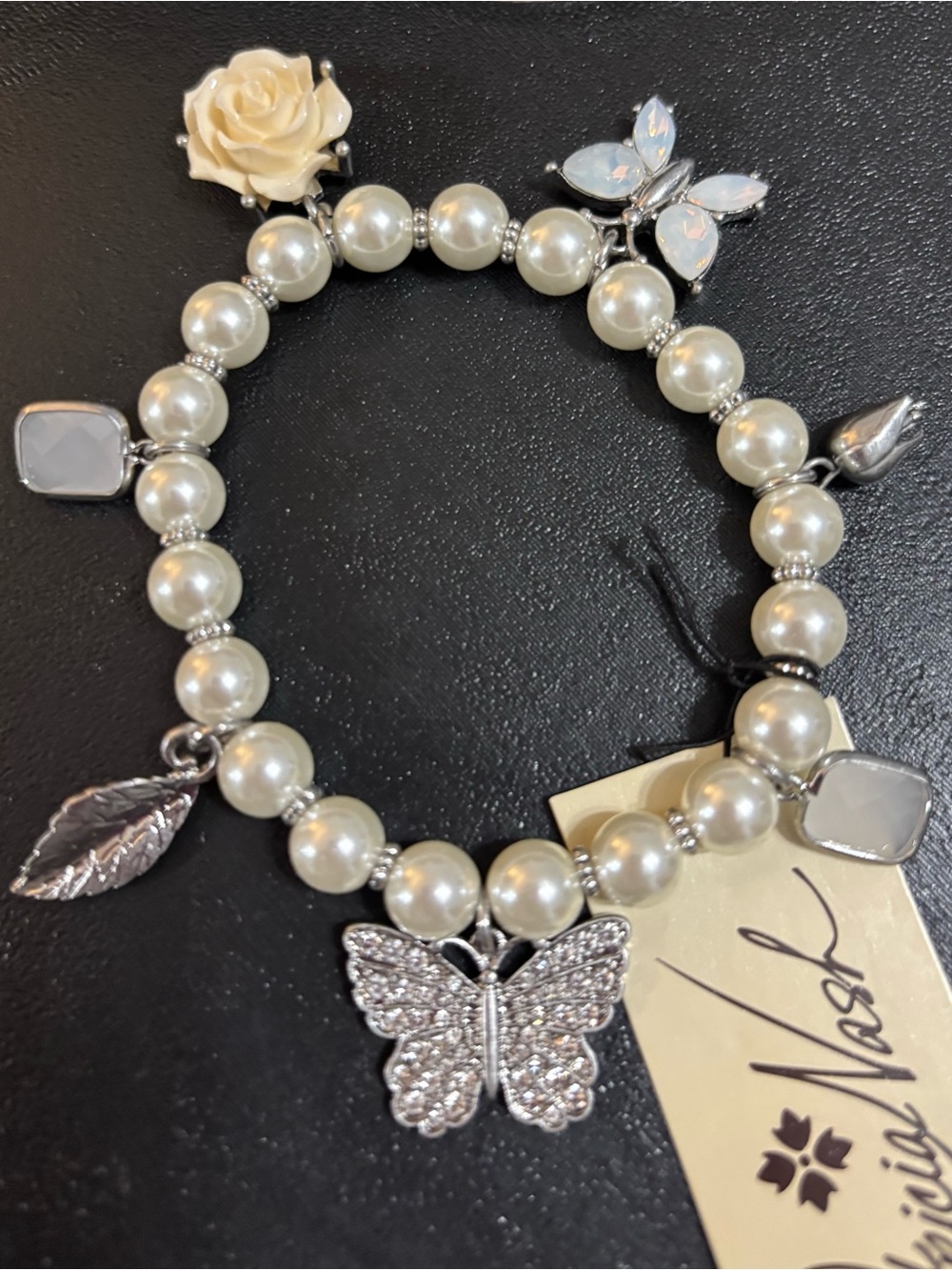 Patricia Nash Stretch FauxPearl Charm Bracelet - Picture 4 of 5